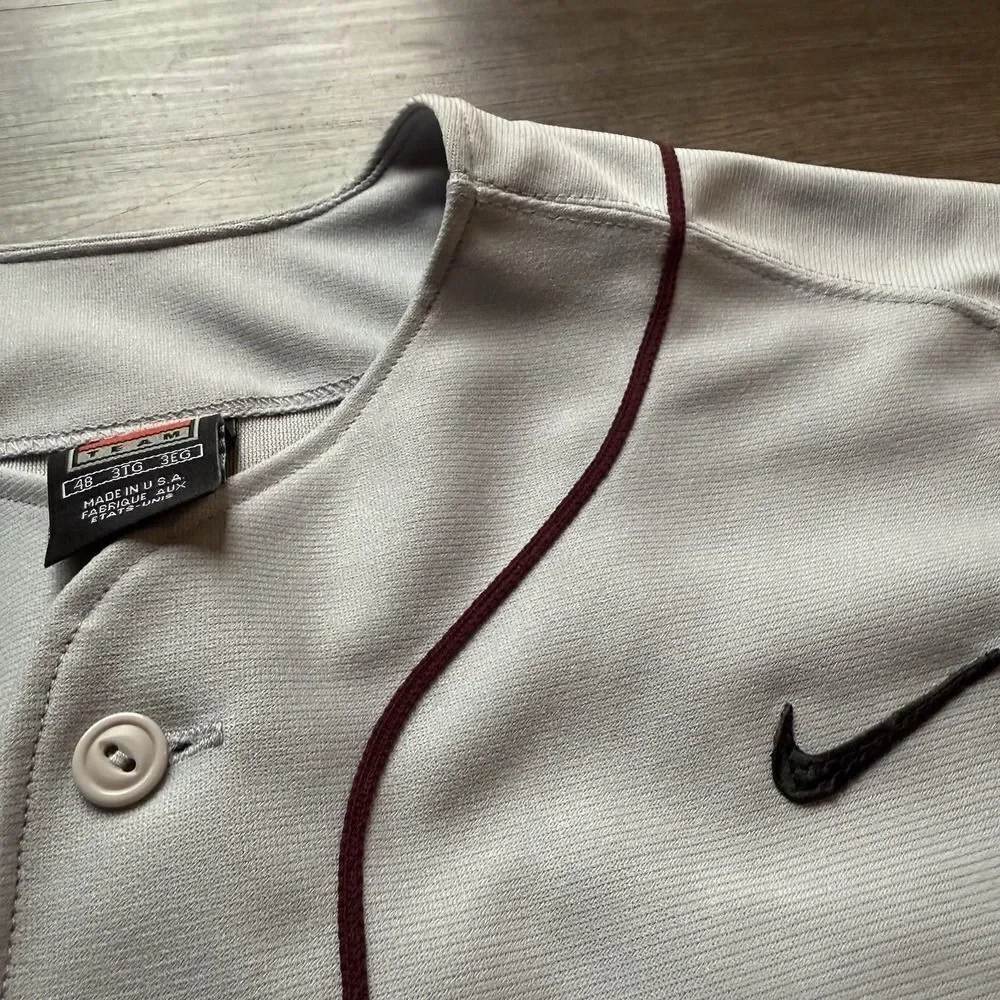 VTG 90s Nike‎ Minnesota Golden Gophers Gray Blank Baseball Jersey Size 48 USA